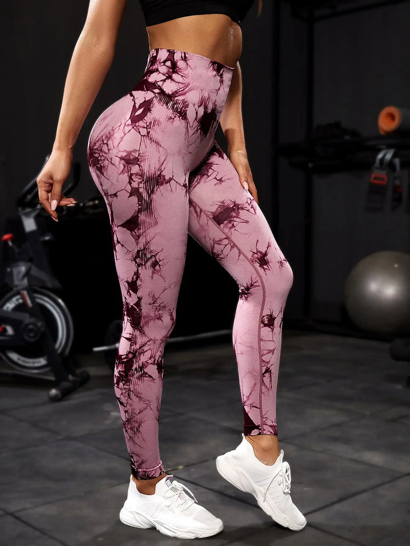 Calças de ioga tie-dye leggings esportivas femininas sem costura cintura  calça feminina fitness treino leggins roupas de ginástica 2025 novo