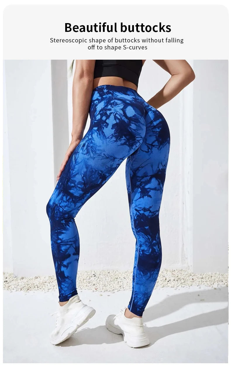 Calças de ioga tie-dye leggings esportivas femininas sem costura cintura  calça feminina fitness treino leggins roupas de ginástica 2025 novo