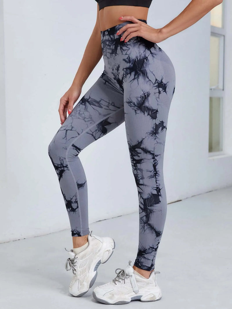 Calças de ioga tie-dye leggings esportivas femininas sem costura cintura  calça feminina fitness treino leggins roupas de ginástica 2025 novo