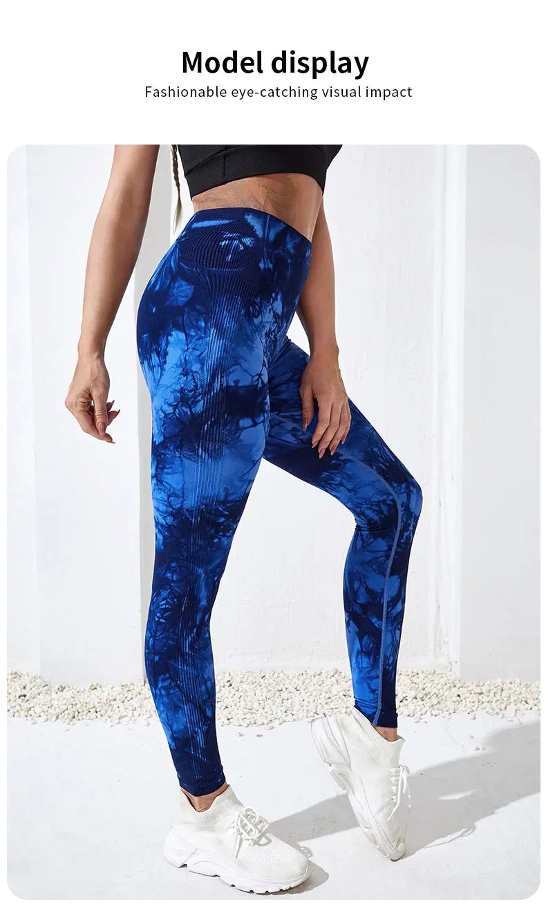 Calças de ioga tie-dye leggings esportivas femininas sem costura cintura  calça feminina fitness treino leggins roupas de ginástica 2025 novo