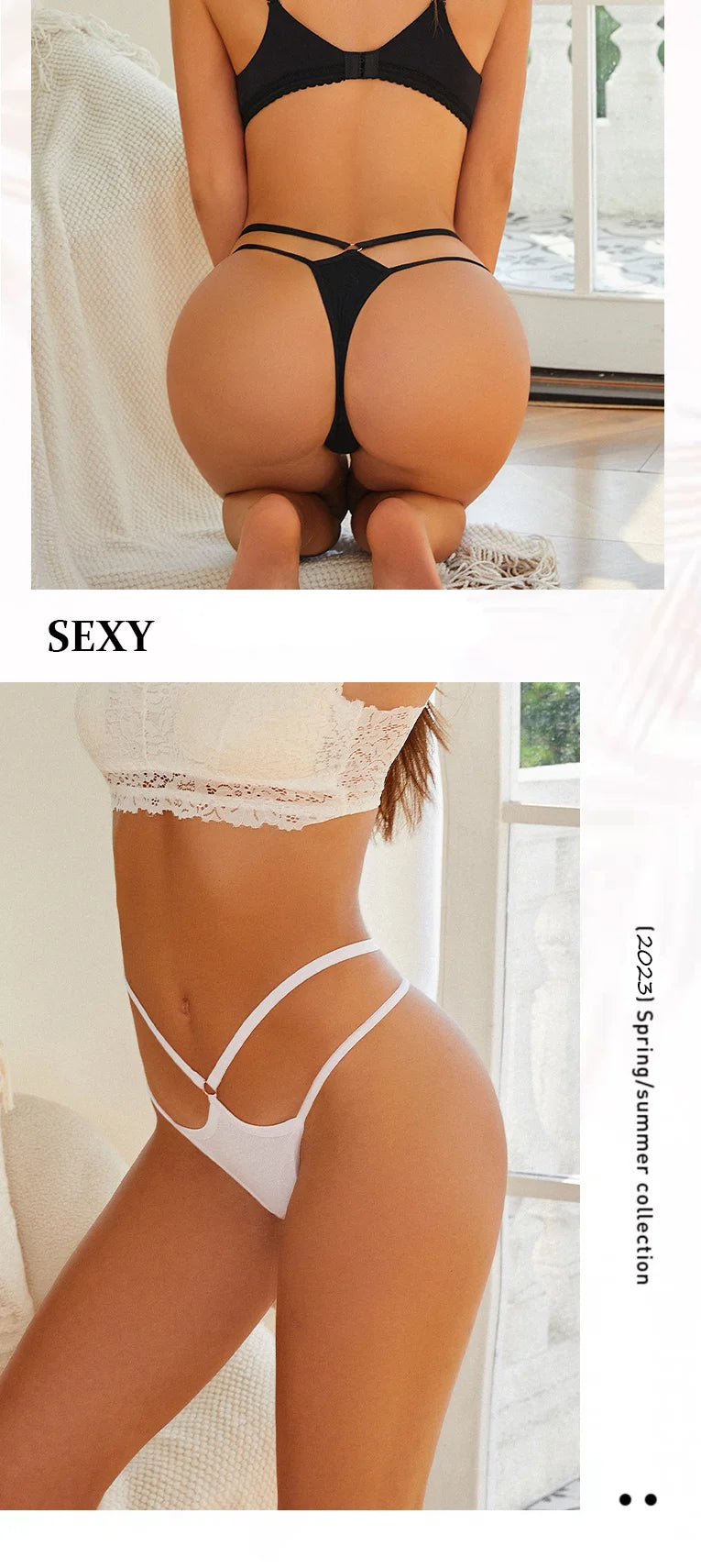 3PCS Calcinhas Cintura Baixa Sexy Elástico Tangas Lingerie Respirável