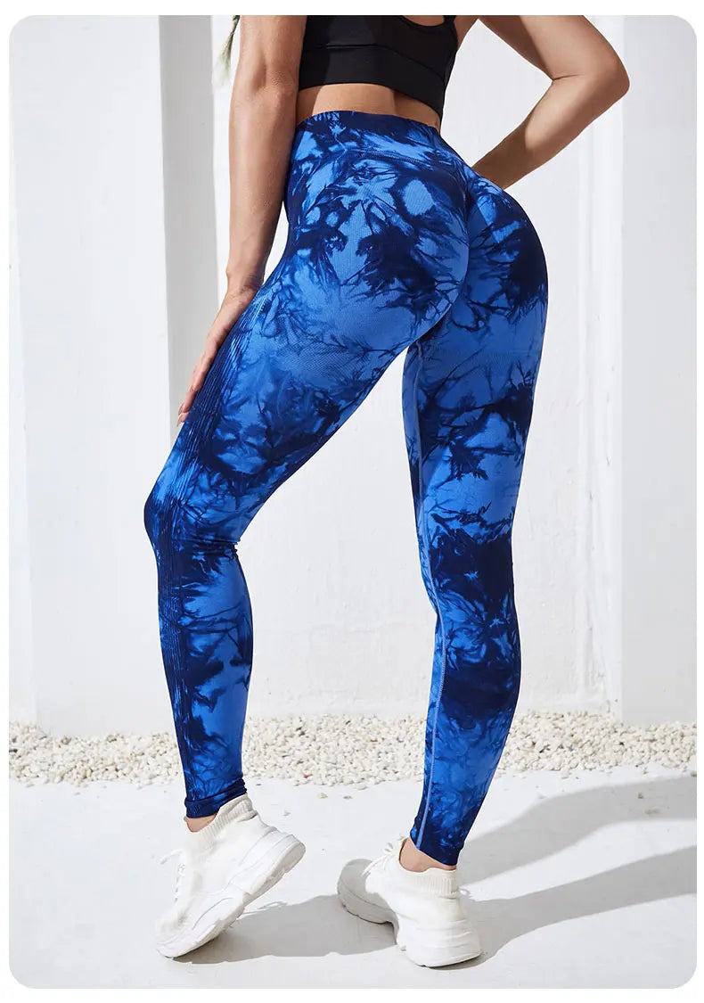 Calças de ioga tie-dye leggings esportivas femininas sem costura cintura  calça feminina fitness treino leggins roupas de ginástica 2025 novo