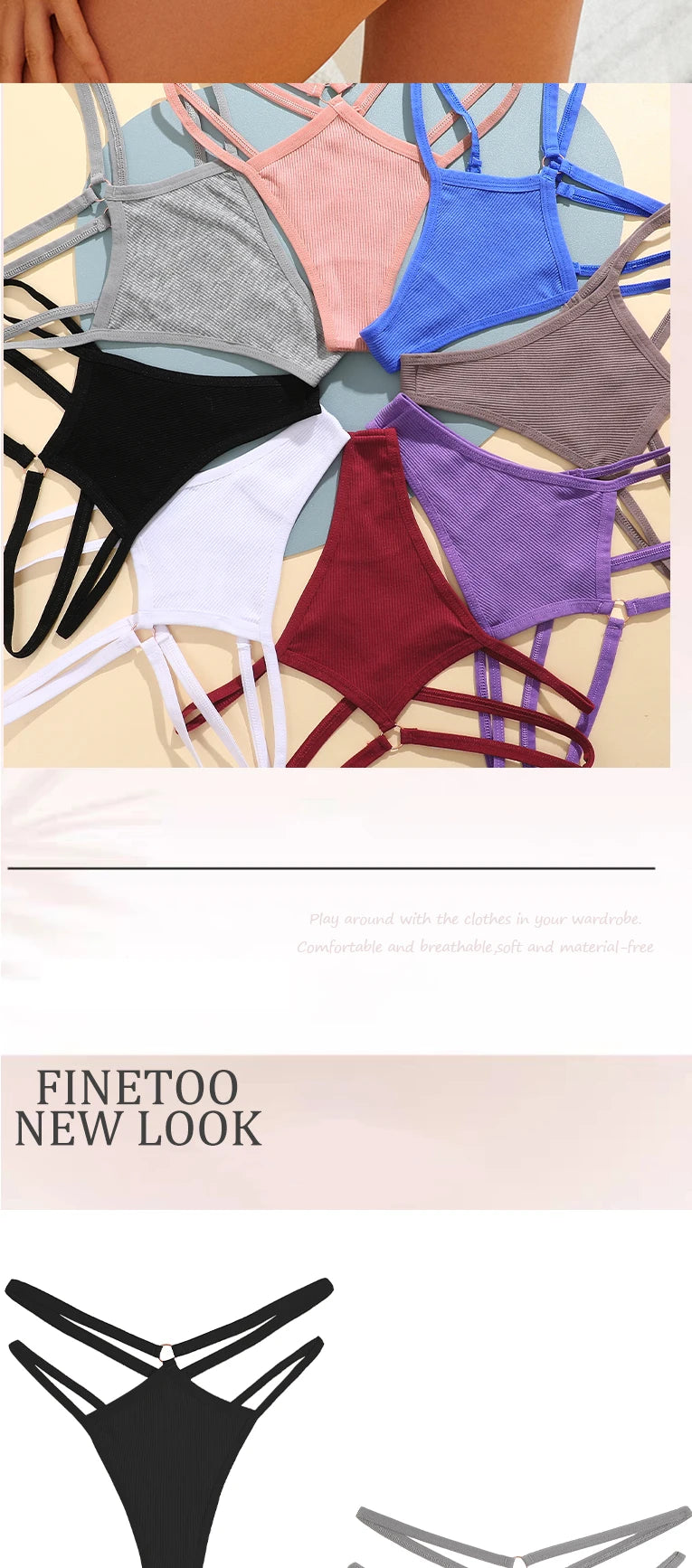 3PCS Calcinhas Cintura Baixa Sexy Elástico Tangas Lingerie Respirável