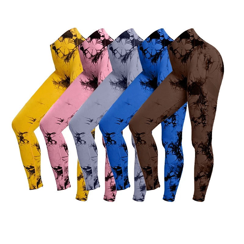 Calças de ioga tie-dye leggings esportivas femininas sem costura cintura  calça feminina fitness treino leggins roupas de ginástica 2025 novo