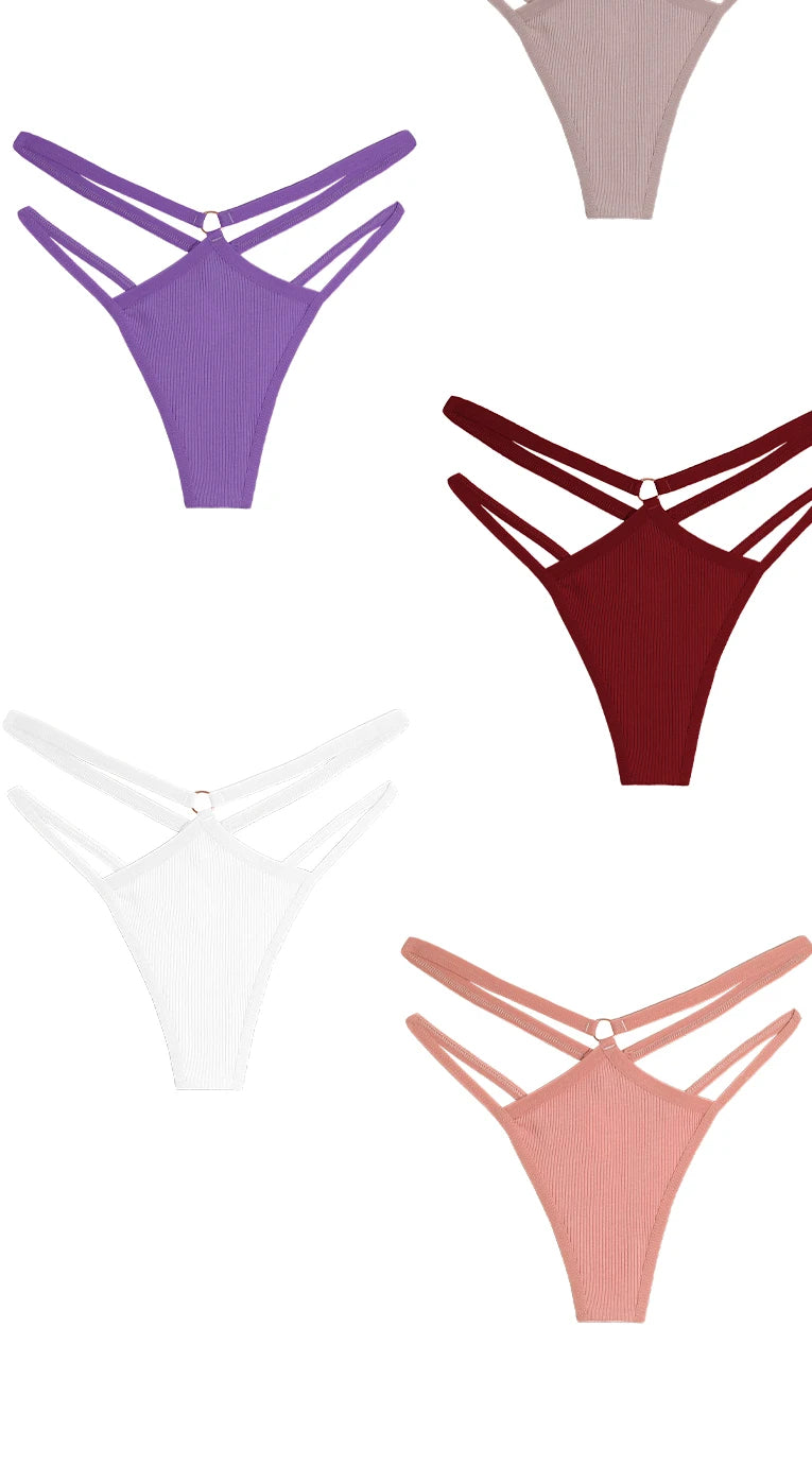 3PCS Calcinhas Cintura Baixa Sexy Elástico Tangas Lingerie Respirável