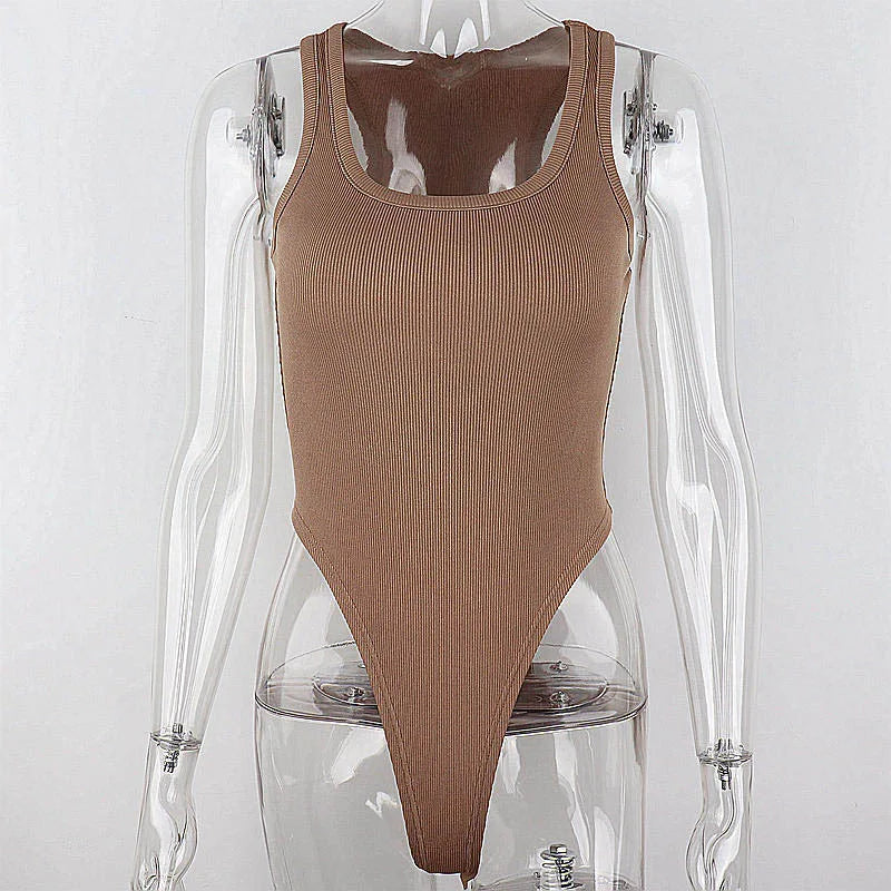 Sleeveless Knit Bodysuit 2023 Hot Summer Sexy Body com Off Shoulder