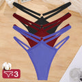 3PCS Calcinhas Cintura Baixa Sexy Elástico Tangas Lingerie Respirável