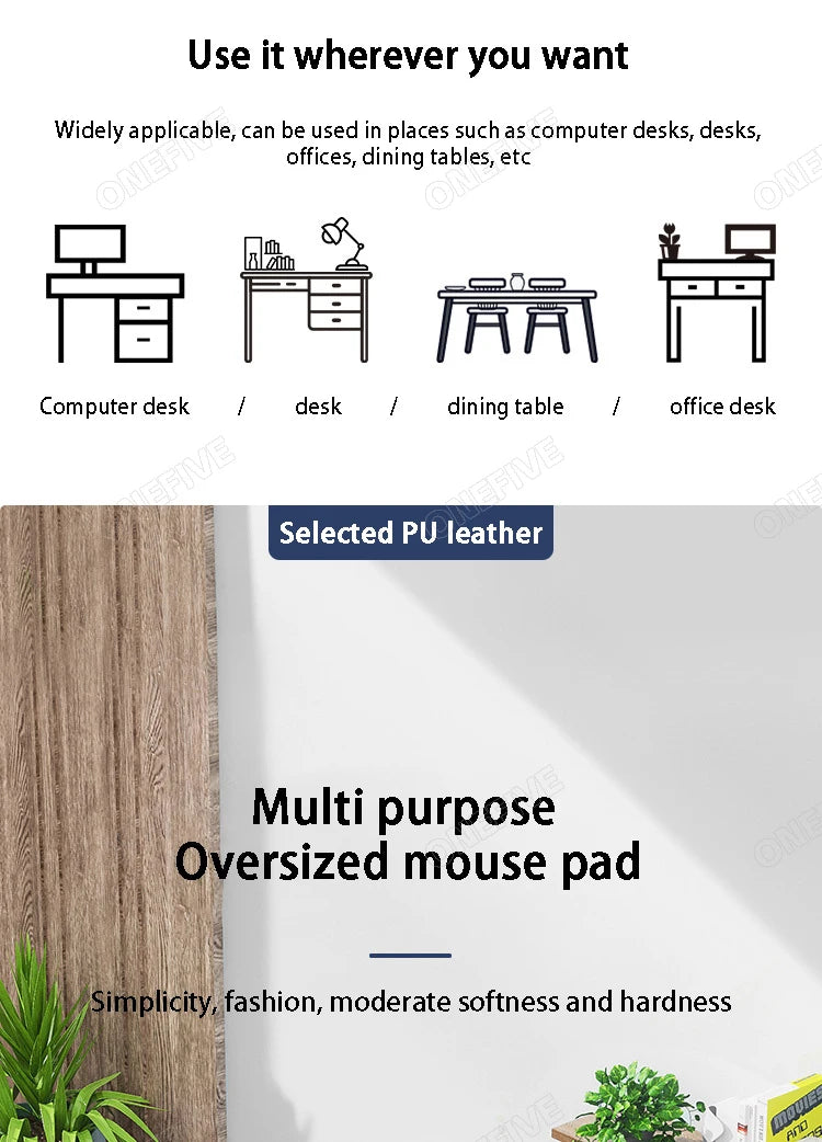 Mouse Pad Grande Tamanho Protetor de Mesa de Escritório Tapete de Couro PU À Prova D'Água Teclado de Mesa Almofada de Mesa Mousepad para Jogos Acessórios para PC