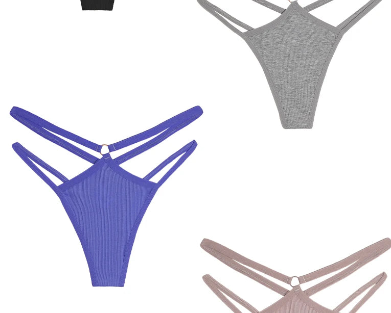 3PCS Calcinhas Cintura Baixa Sexy Elástico Tangas Lingerie Respirável