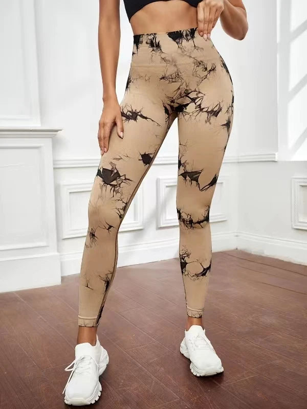 Calças de ioga tie-dye leggings esportivas femininas sem costura cintura  calça feminina fitness treino leggins roupas de ginástica 2025 novo