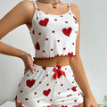 Novo Conjunto de Baby Doll Feminino 2 PCS Soft Casual Amor Estampado Regatas e Shorts  Lingerie